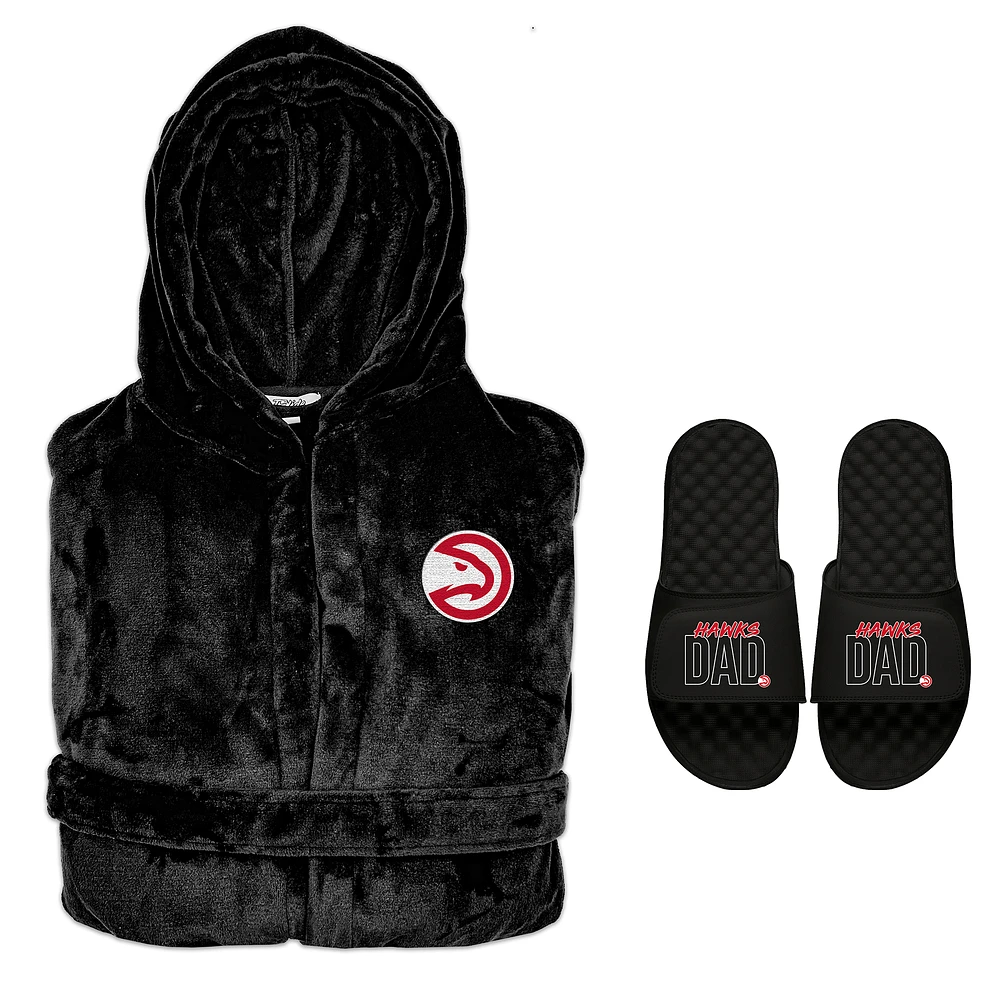 Men's ISlide Atlanta Hawks Dad Robe & Slide Sandals Bundle