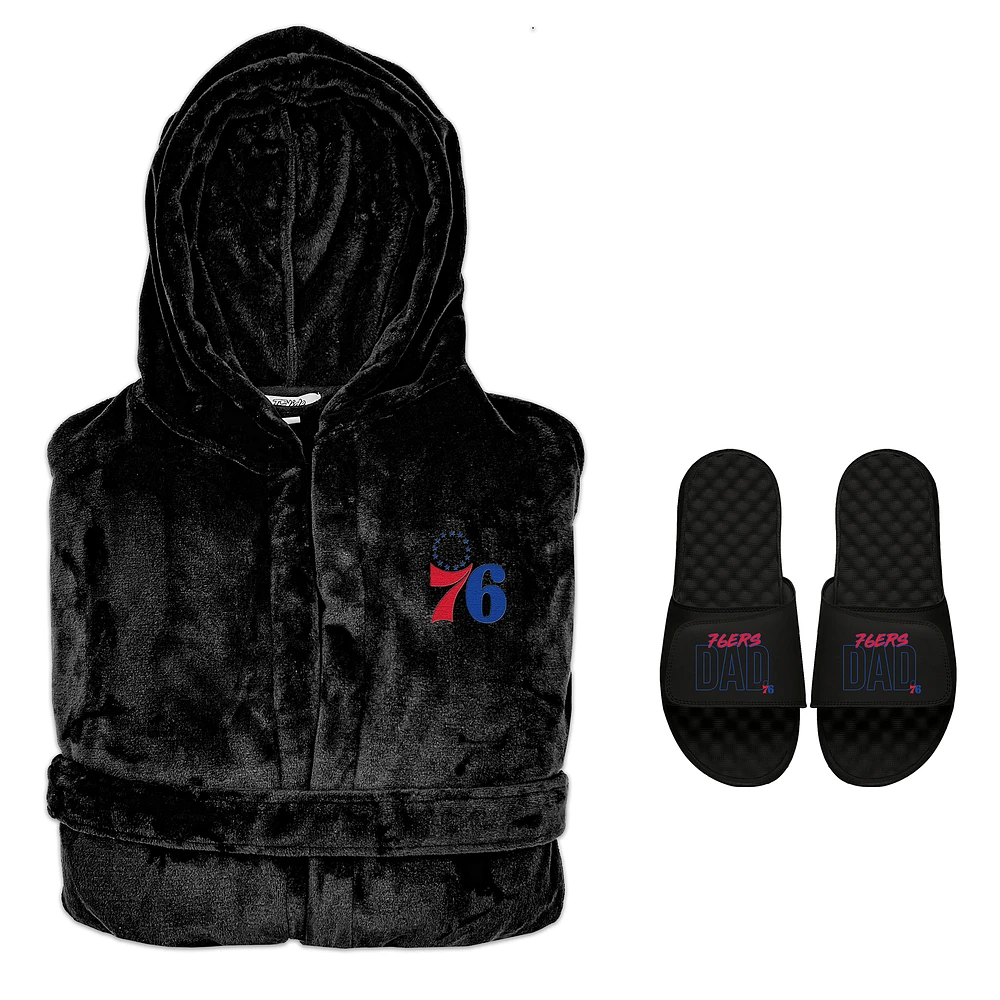 Men's ISlide Philadelphia 76ers Dad Robe & Slide Sandals Bundle