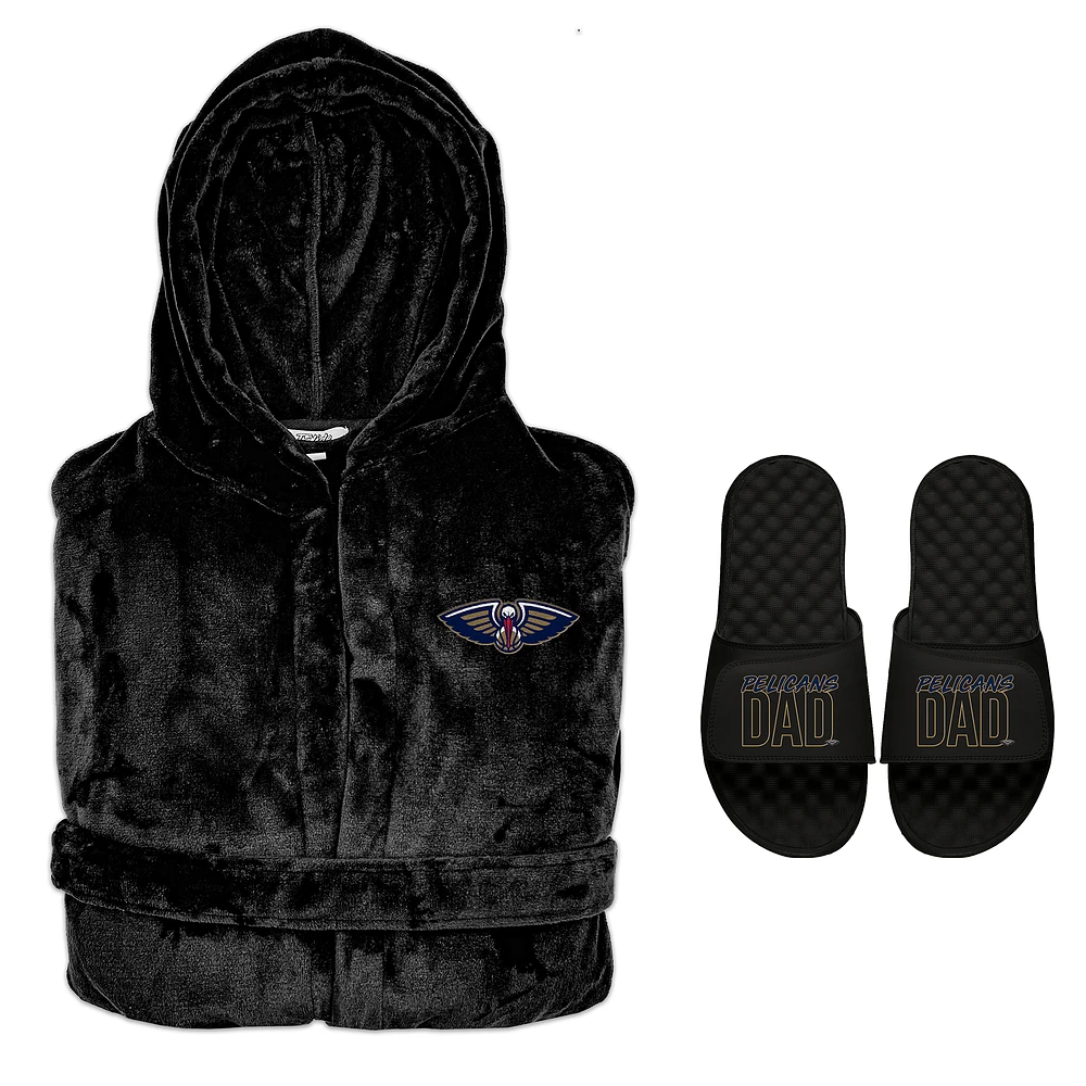 Men's ISlide New Orleans Pelicans Dad Robe & Slide Sandals Bundle
