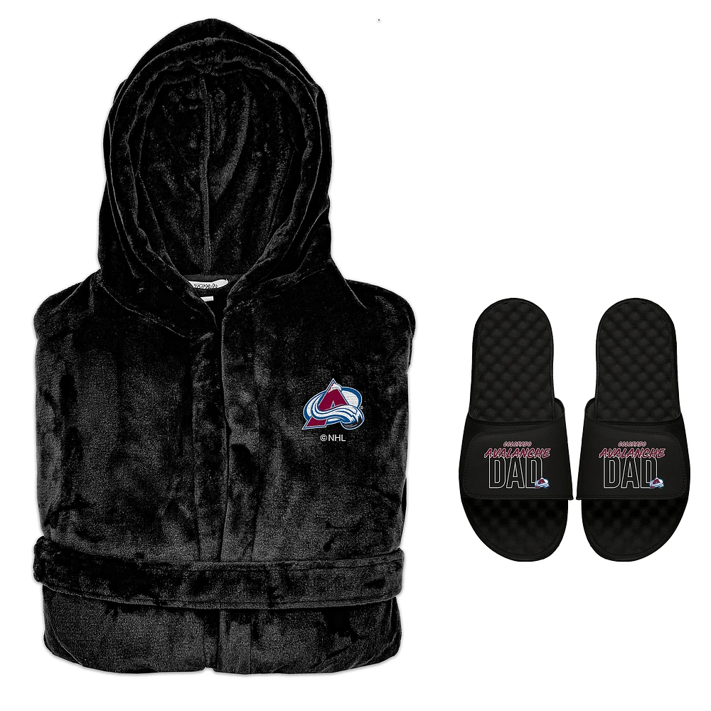 Men's ISlide Colorado Avalanche Dad Robe & Slide Sandals Bundle