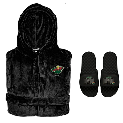 Men's ISlide Minnesota Wild Dad Robe & Slide Sandals Bundle