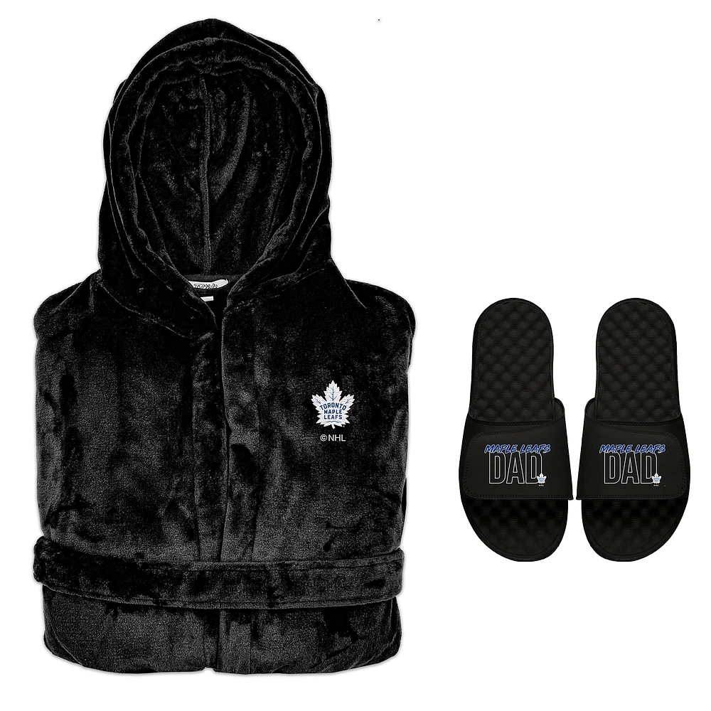 Men's ISlide Toronto Maple Leafs Dad Robe & Slide Sandals Bundle