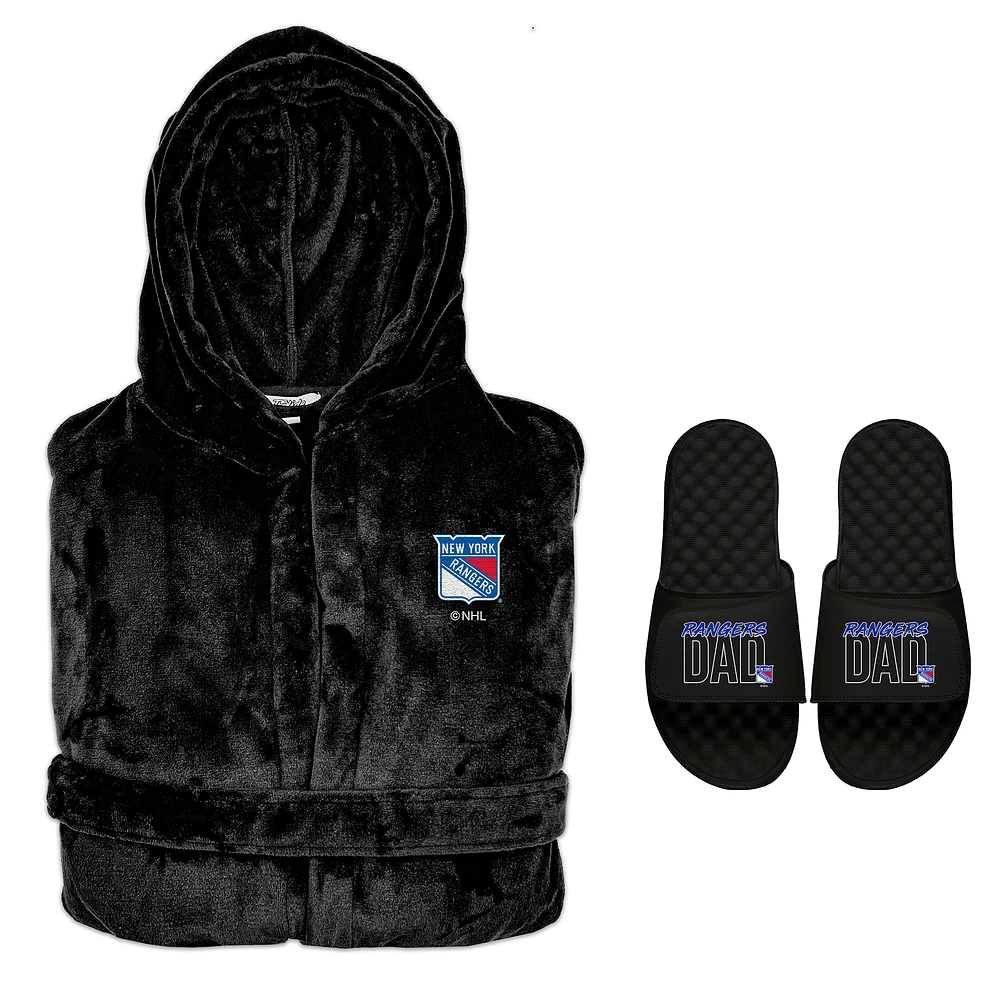 Men's ISlide New York Rangers Dad Robe & Slide Sandals Bundle