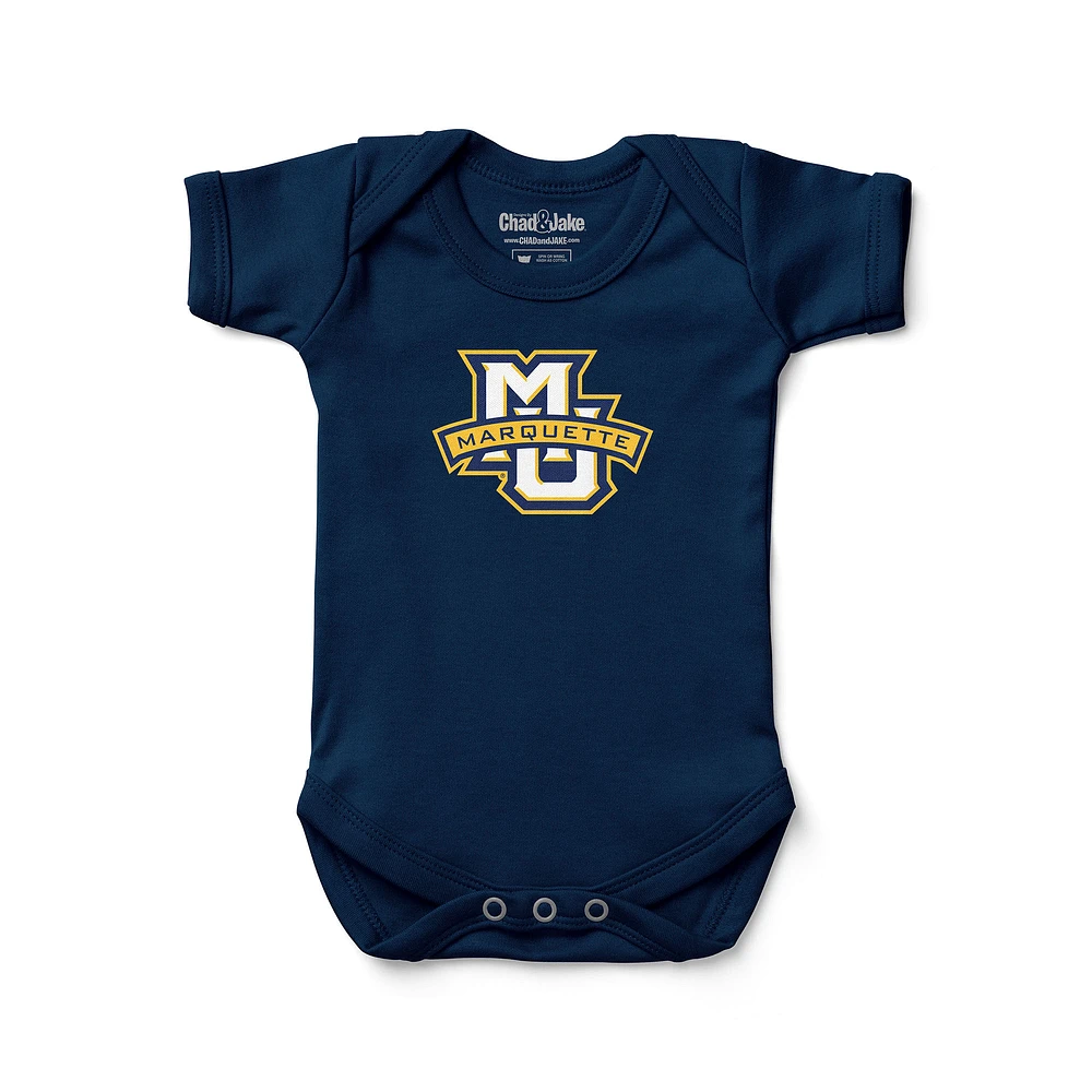Infant Chad & Jake Navy Marquette Golden Eagles Primary Logo Bodysuit