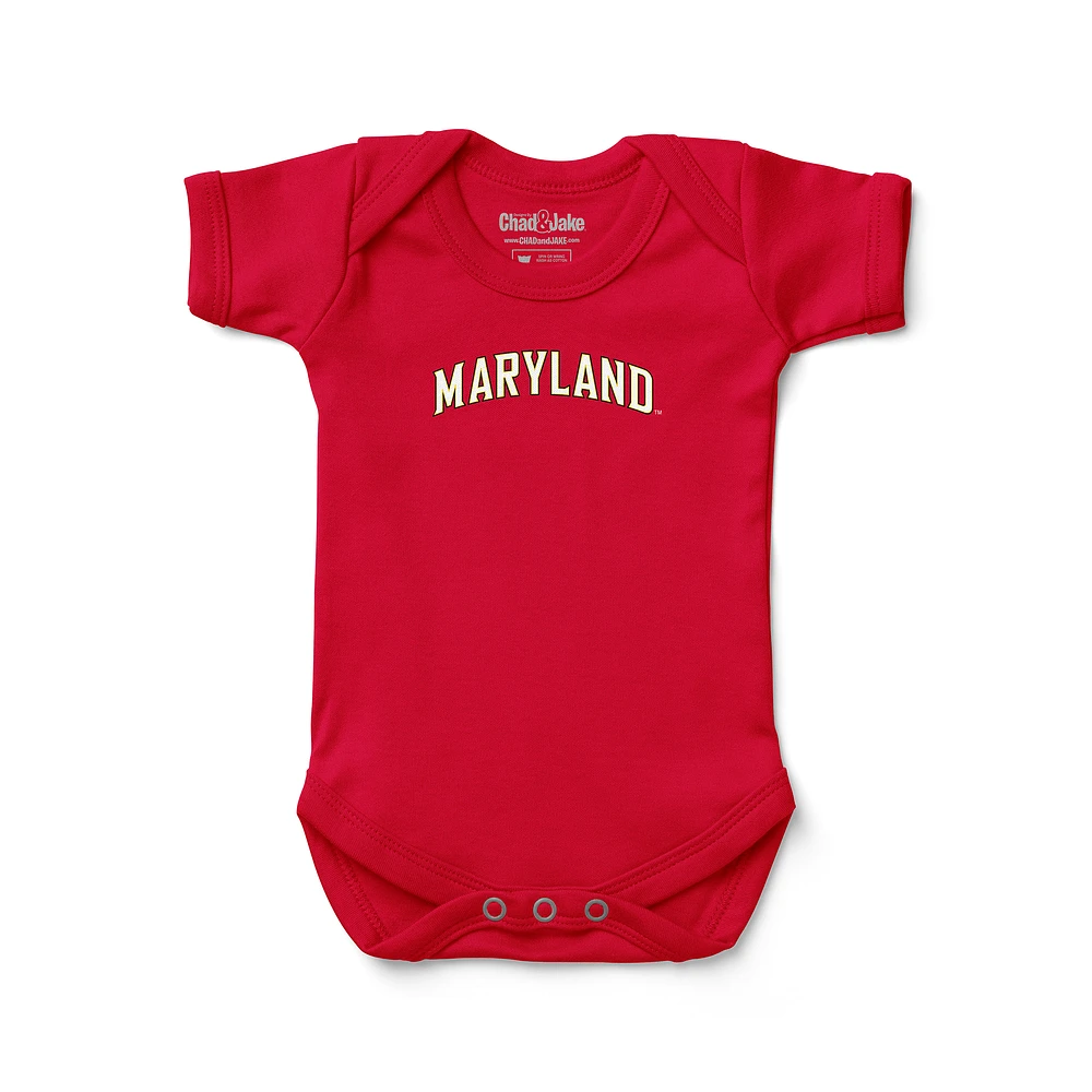 Infant Chad & Jake Red Maryland Terrapins Arch Logo Bodysuit