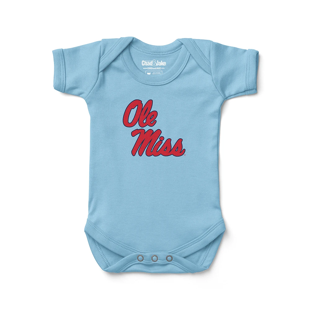 Infant Chad & Jake Powder Blue Ole Miss Rebels Primary Logo Bodysuit
