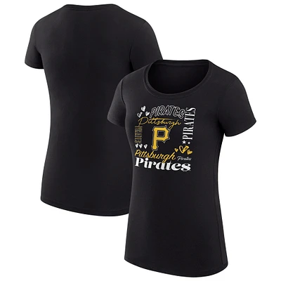 Women's G-III 4Her by Carl Banks Pittsburgh Pirates Super-Slim Fit Lightweight Collage Team Graphic Crew Neck T-Shirt
