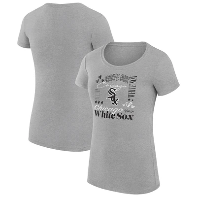 Women's G-III 4Her by Carl Banks Heather Gray Chicago White Sox Super-Slim Fit Lightweight Collage Team Graphic Crew Neck T-Shirt