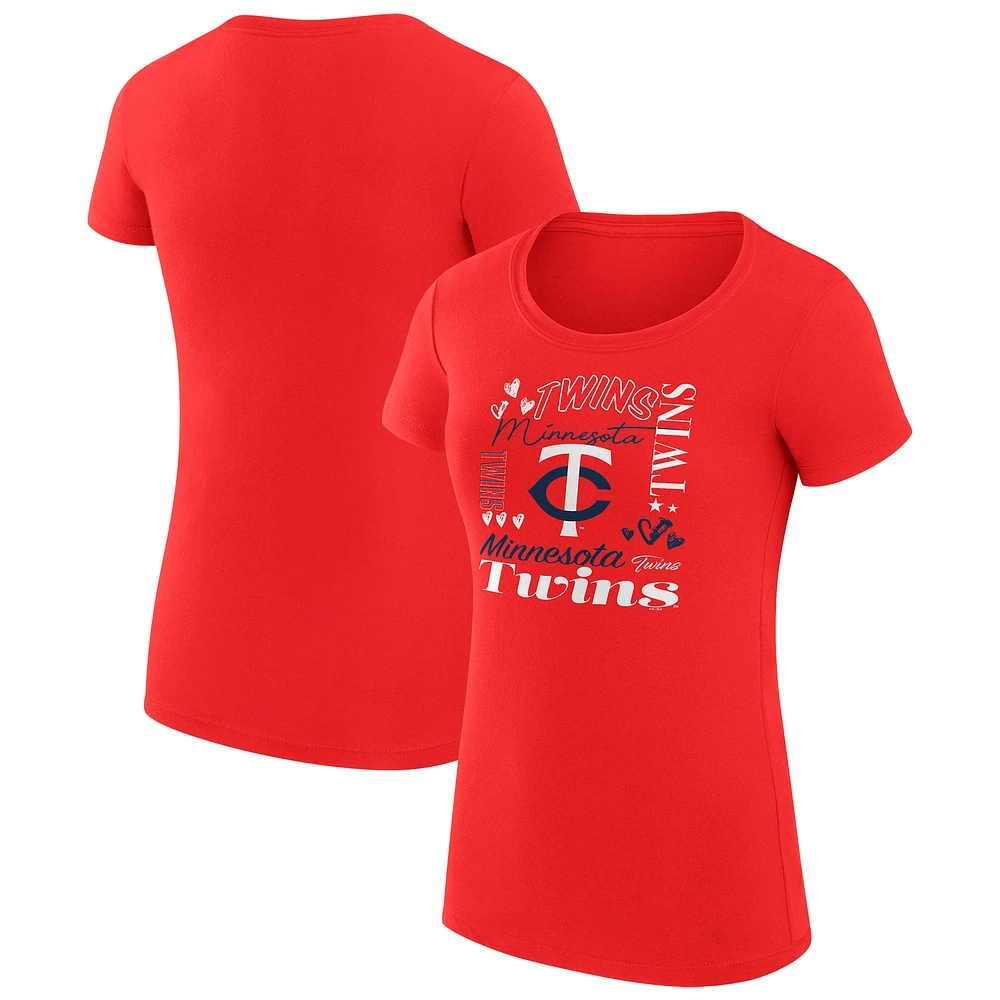 Women's G-III 4Her by Carl Banks Minnesota Twins Super-Slim Fit Lightweight Collage Team Graphic Crew Neck T-Shirt