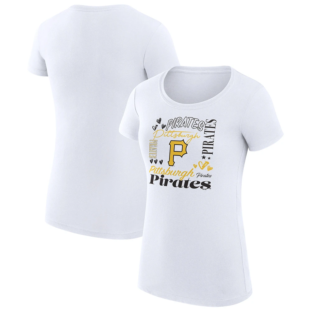 Women's G-III 4Her by Carl Banks Pittsburgh Pirates Super-Slim Fit Lightweight Collage Team Graphic Crew Neck T-Shirt