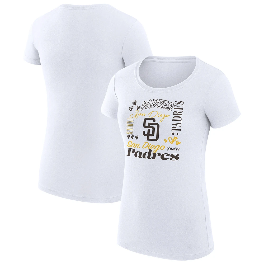Women's G-III 4Her by Carl Banks San Diego Padres Super-Slim Fit Lightweight Collage Team Graphic Crew Neck T-Shirt