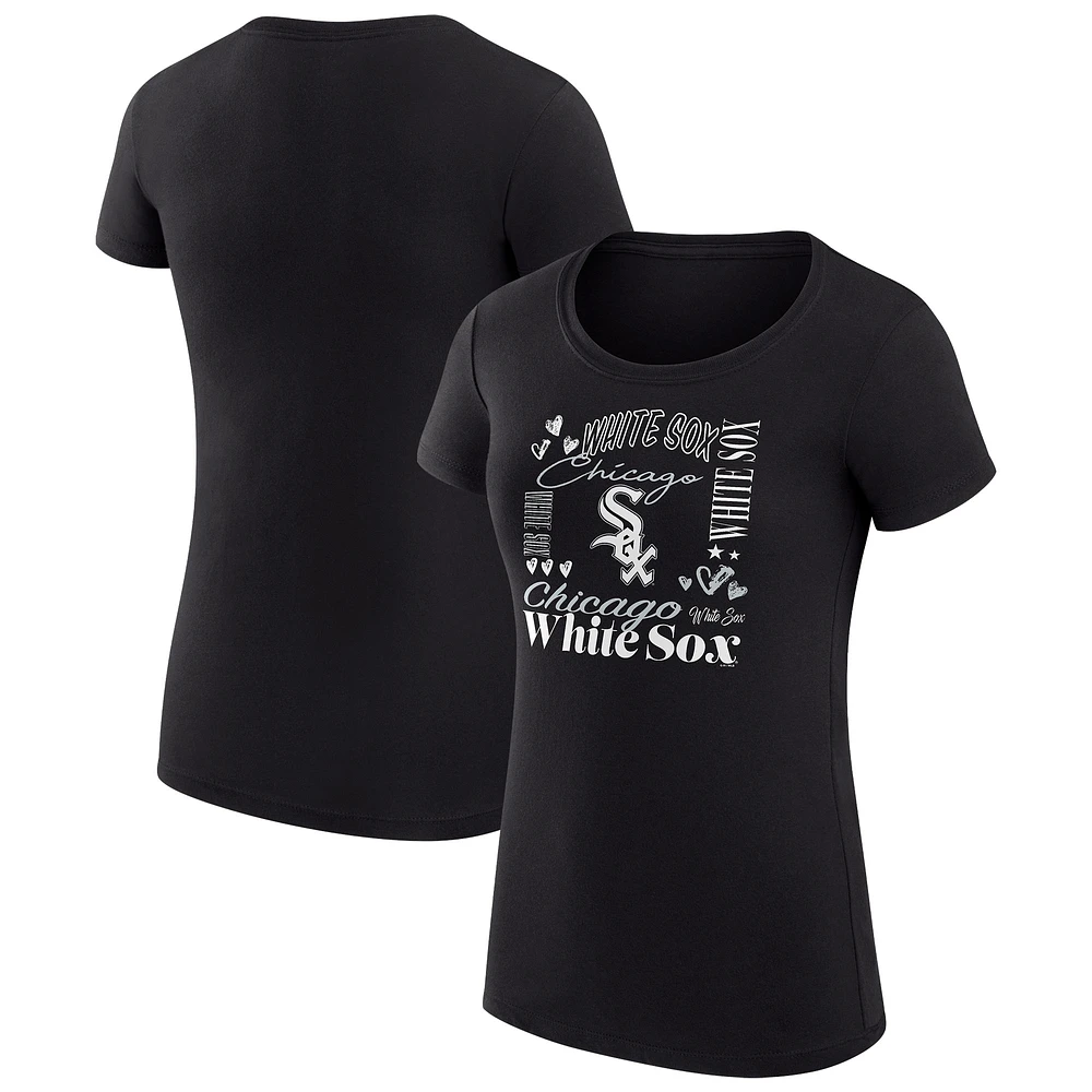 Women's G-III 4Her by Carl Banks White Chicago Sox Super-Slim Fit Lightweight Collage Team Graphic Crew Neck T-Shirt