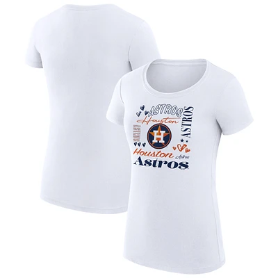 Women's G-III 4Her by Carl Banks White Houston Astros Super-Slim Fit Lightweight Collage Team Graphic Crew Neck T-Shirt