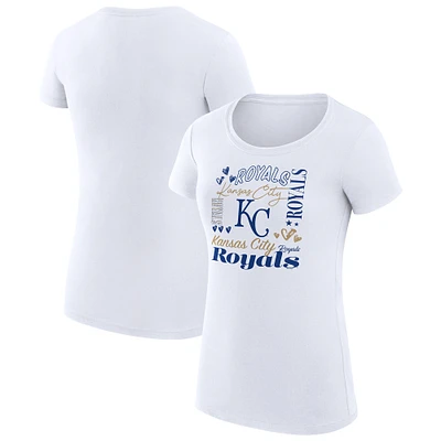 Women's G-III 4Her by Carl Banks White Kansas City Royals Super-Slim Fit Lightweight Collage Team Graphic Crew Neck T-Shirt