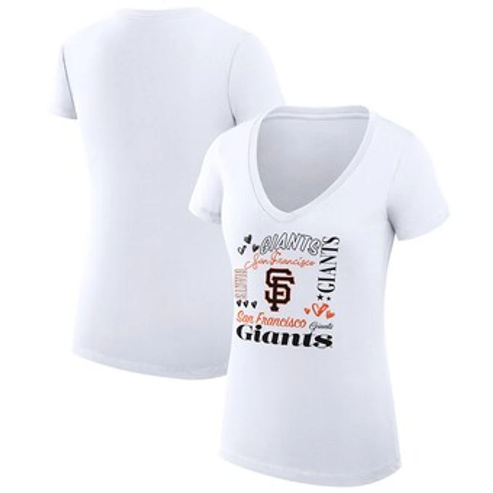 Women's G-III 4Her by Carl Banks San Francisco Giants Super-Slim Fit Lightweight Collage Team Graphic V-Neck T-Shirt