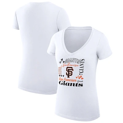 Women's G-III 4Her by Carl Banks San Francisco Giants Super-Slim Fit Lightweight Collage Team Graphic V-Neck T-Shirt