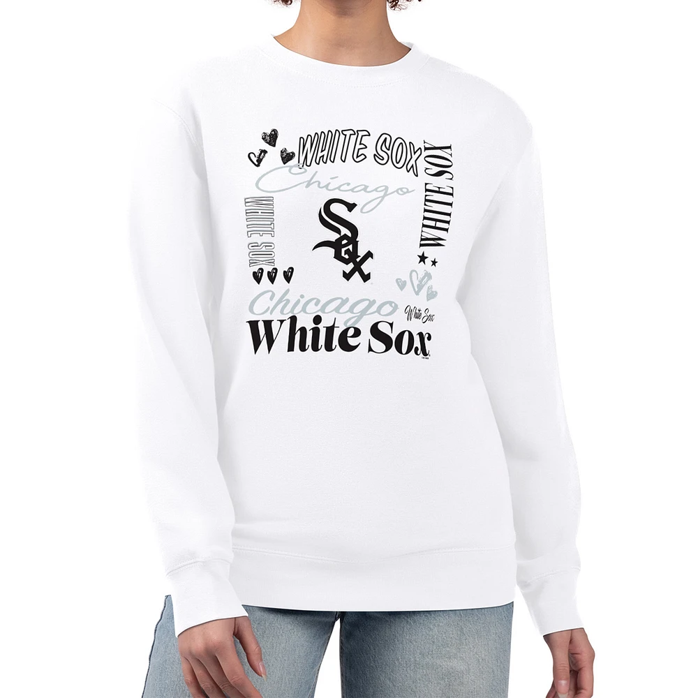 Women's G-III 4Her by Carl Banks White Chicago Sox Collage Team Graphic Fleece Pullover Hoodie
