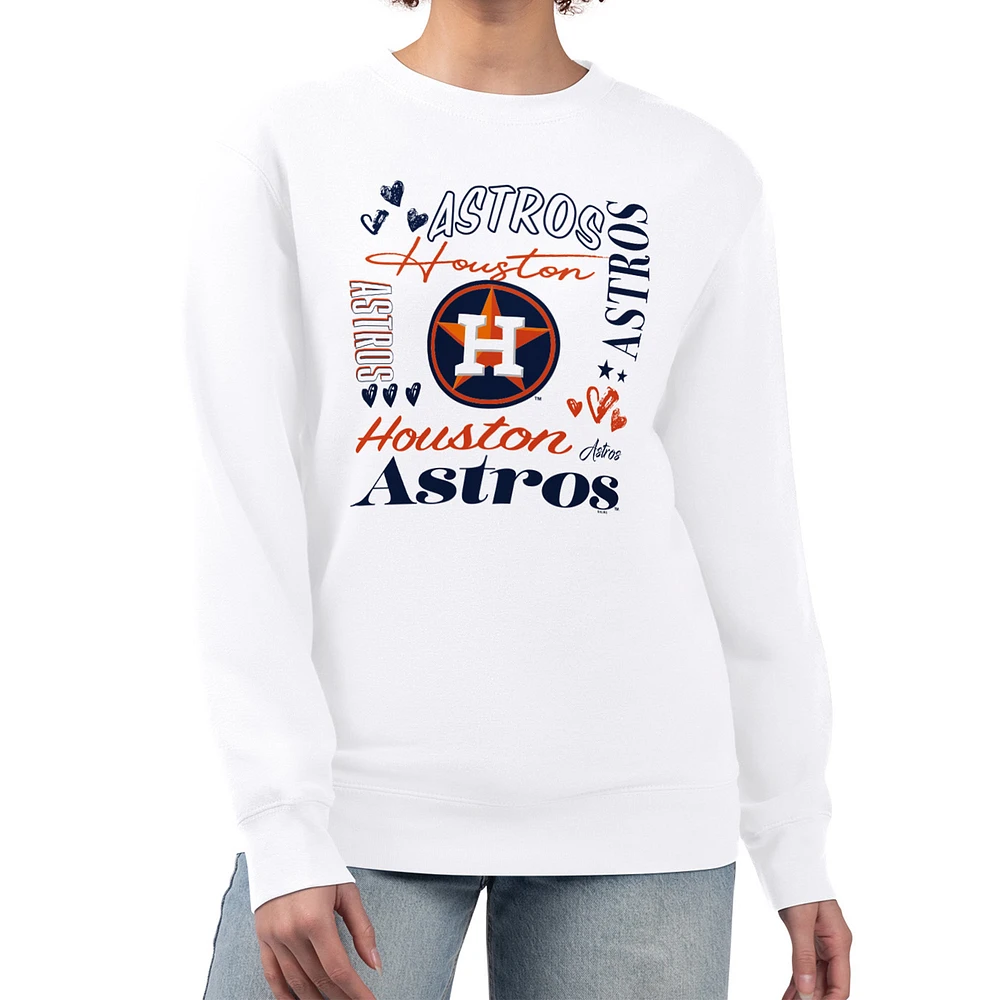 Women's G-III 4Her by Carl Banks White Houston Astros Collage Team Graphic Fleece Pullover Hoodie