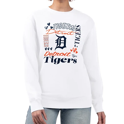 Women's G-III 4Her by Carl Banks White Detroit Tigers Collage Team Graphic Fleece Pullover Hoodie