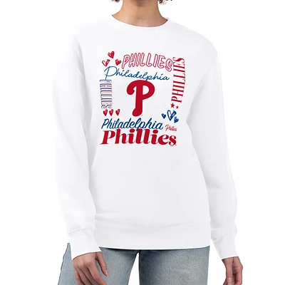 Women's G-III 4Her by Carl Banks White Philadelphia Phillies Collage Team Graphic Fleece Pullover Hoodie