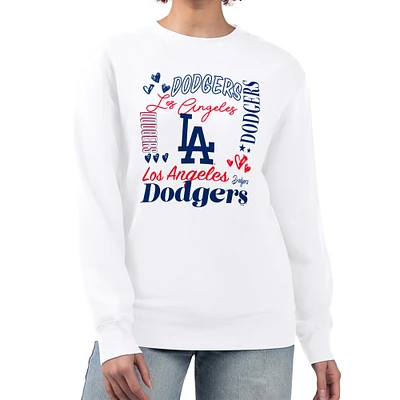 Women's G-III 4Her by Carl Banks White Los Angeles Dodgers Collage Team Graphic Fleece Pullover Hoodie