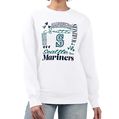 Women's G-III 4Her by Carl Banks White Seattle Mariners Collage Team Graphic Fleece Pullover Hoodie