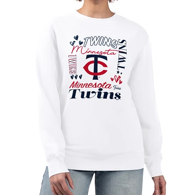 Women's G-III 4Her by Carl Banks White Minnesota Twins Collage Team Graphic Fleece Pullover Hoodie
