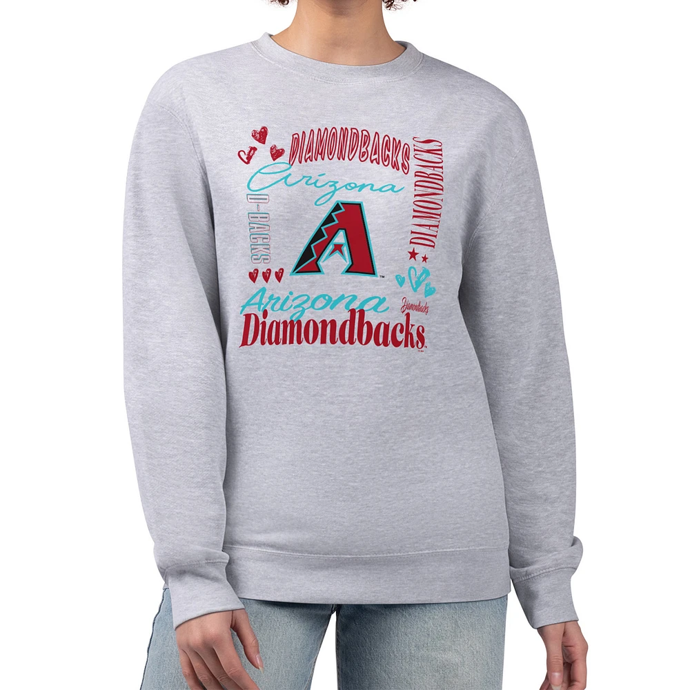Women's G-III 4Her by Carl Banks Heather Gray Arizona Diamondbacks Collage Team Graphic Fleece Pullover Hoodie