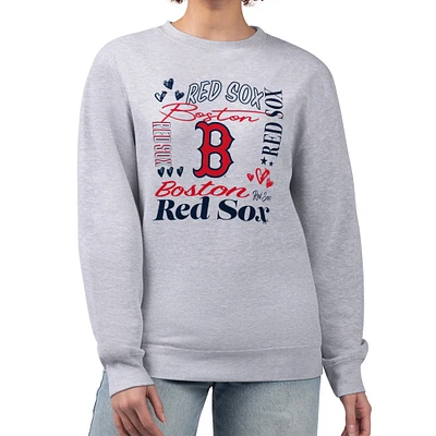 Women's G-III 4Her by Carl Banks Heather Gray Boston Red Sox Collage Team Graphic Fleece Pullover Hoodie