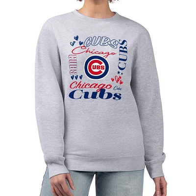 Women's G-III 4Her by Carl Banks Heather Gray Chicago Cubs Collage Team Graphic Fleece Pullover Hoodie