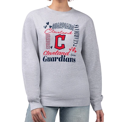 Women's G-III 4Her by Carl Banks Heather Gray Cleveland Guardians Collage Team Graphic Fleece Pullover Hoodie
