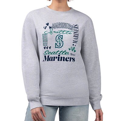 Women's G-III 4Her by Carl Banks Heather Gray Seattle Mariners Collage Team Graphic Fleece Pullover Hoodie