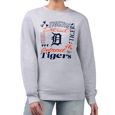 Women's G-III 4Her by Carl Banks Heather Gray Detroit Tigers Collage Team Graphic Fleece Pullover Hoodie