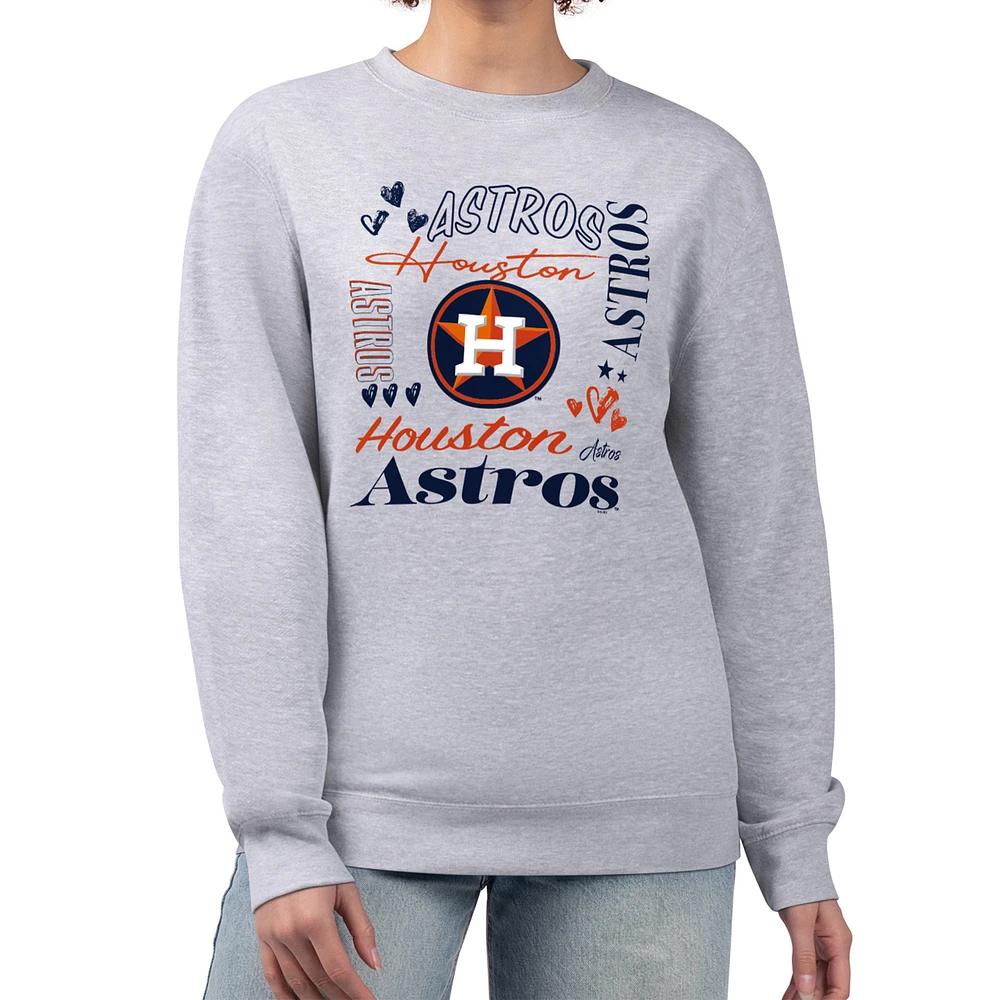 Women's G-III 4Her by Carl Banks Heather Gray Houston Astros Collage Team Graphic Fleece Pullover Hoodie
