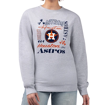 Women's G-III 4Her by Carl Banks Heather Gray Houston Astros Collage Team Graphic Fleece Pullover Hoodie