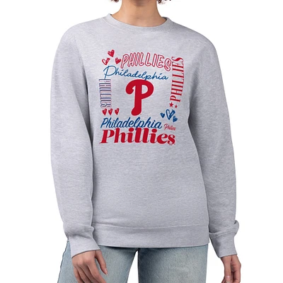 Women's G-III 4Her by Carl Banks Heather Gray Philadelphia Phillies Collage Team Graphic Fleece Pullover Hoodie