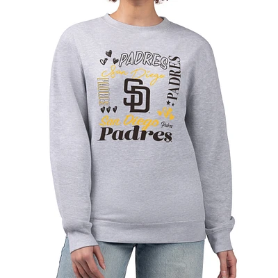 Women's G-III 4Her by Carl Banks Heather Gray San Diego Padres Collage Team Graphic Fleece Pullover Hoodie