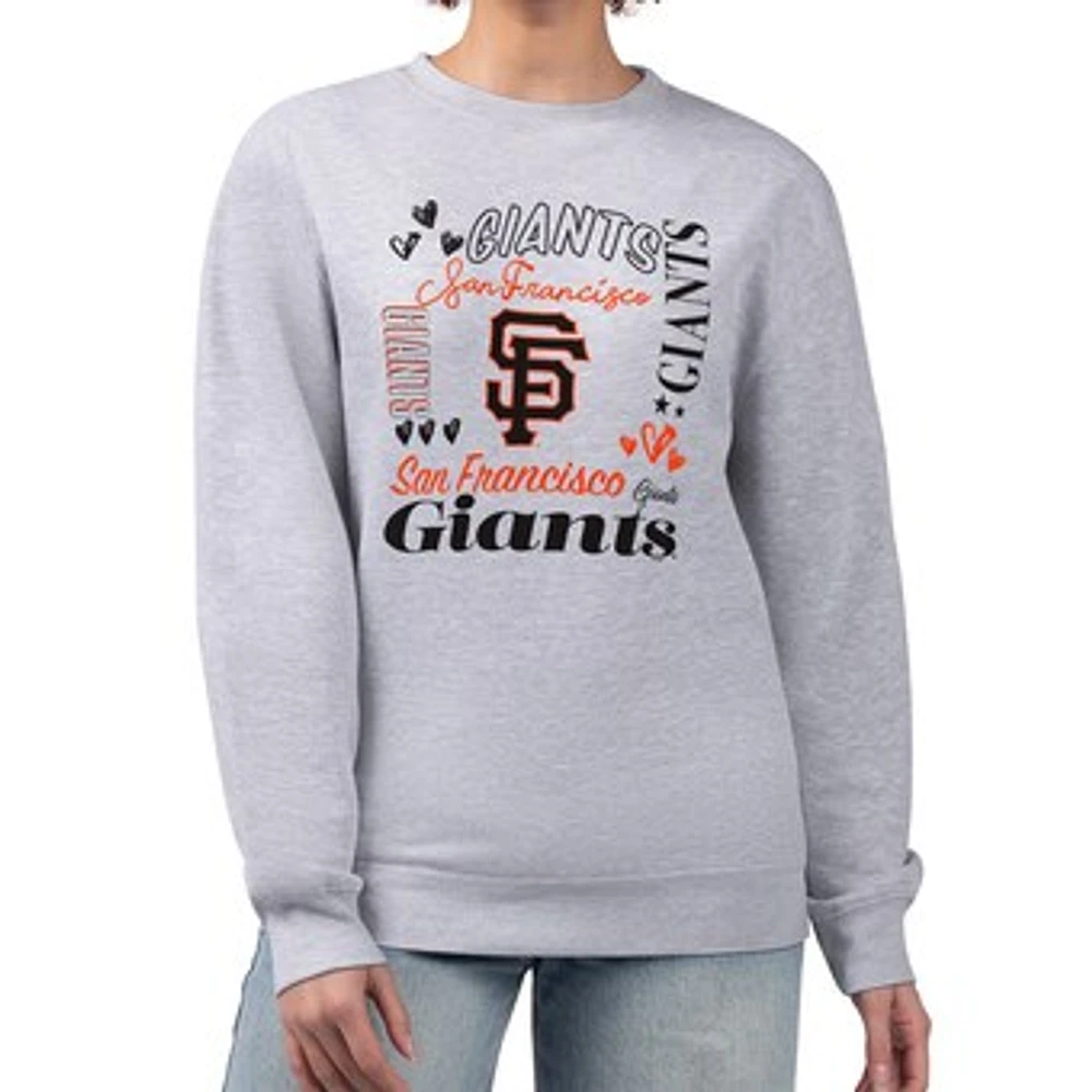 Women's G-III 4Her by Carl Banks Heather Gray San Francisco Giants Collage Team Graphic Fleece Pullover Hoodie