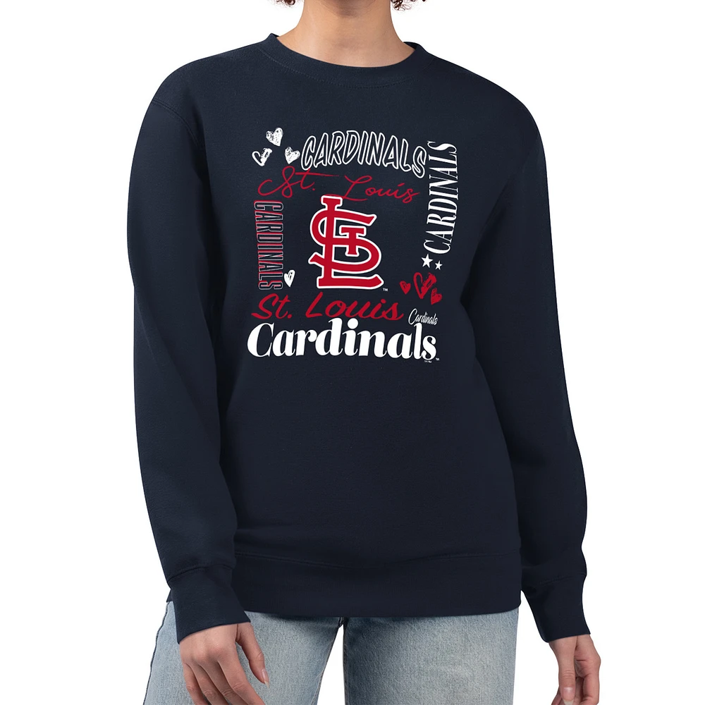 Women's G-III 4Her by Carl Banks Navy St. Louis Cardinals Collage Team Graphic Fleece Pullover Hoodie