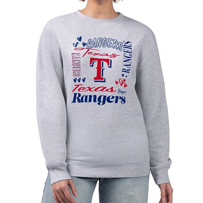 Women's G-III 4Her by Carl Banks Heather Gray Texas Rangers Collage Team Graphic Fleece Pullover Hoodie