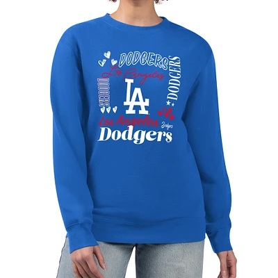 Women's G-III 4Her by Carl Banks Royal Los Angeles Dodgers Collage Team Graphic Fleece Pullover Hoodie