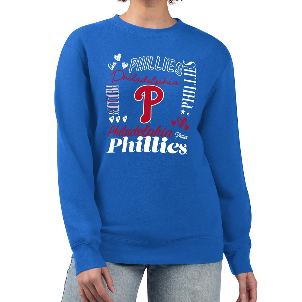 Women's G-III 4Her by Carl Banks Royal Philadelphia Phillies Collage Team Graphic Fleece Pullover Hoodie
