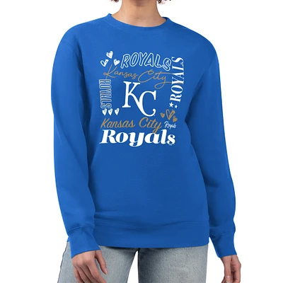Women's G-III 4Her by Carl Banks Royal Kansas City Royals Collage Team Graphic Fleece Pullover Hoodie