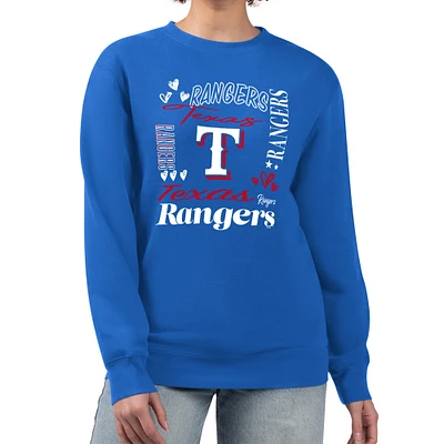 Women's G-III 4Her by Carl Banks Royal Texas Rangers Collage Team Graphic Fleece Pullover Hoodie