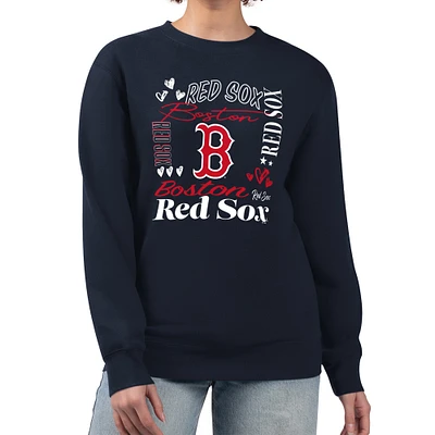 Women's G-III 4Her by Carl Banks Navy Boston Red Sox Collage Team Graphic Fleece Pullover Hoodie