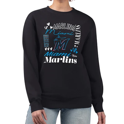 Women's G-III 4Her by Carl Banks Miami Marlins Collage Team Graphic Fleece Pullover Hoodie