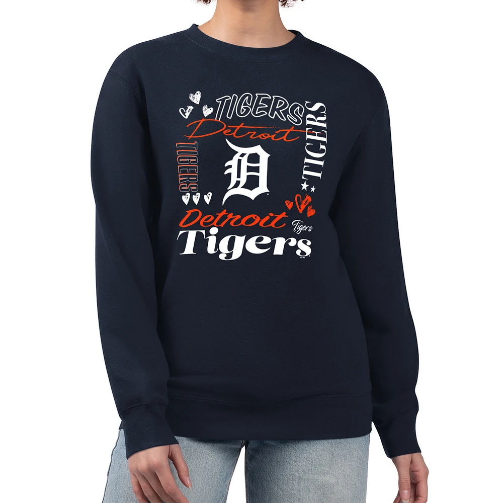 Women's G-III 4Her by Carl Banks Navy Detroit Tigers Collage Team Graphic Fleece Pullover Hoodie