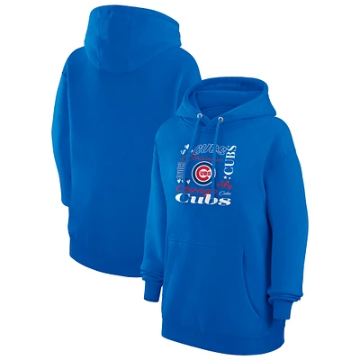 Women's G-III 4Her by Carl Banks Royal Chicago Cubs Collage Team Graphic Fleece Pullover Hoodie