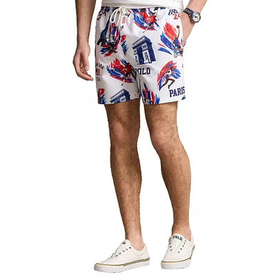 Men's Polo Ralph Lauren White Team USA 2024 Summer Olympics Villagewear Allover Print Shorts
