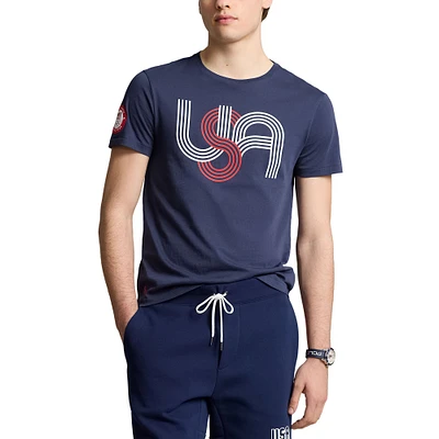 Men's Polo Ralph Lauren Navy Team USA 2024 Summer Olympics Villagewear Script T-Shirt